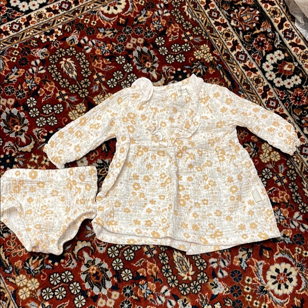 Rabbit + Bear organic cotton baby girls dress set
